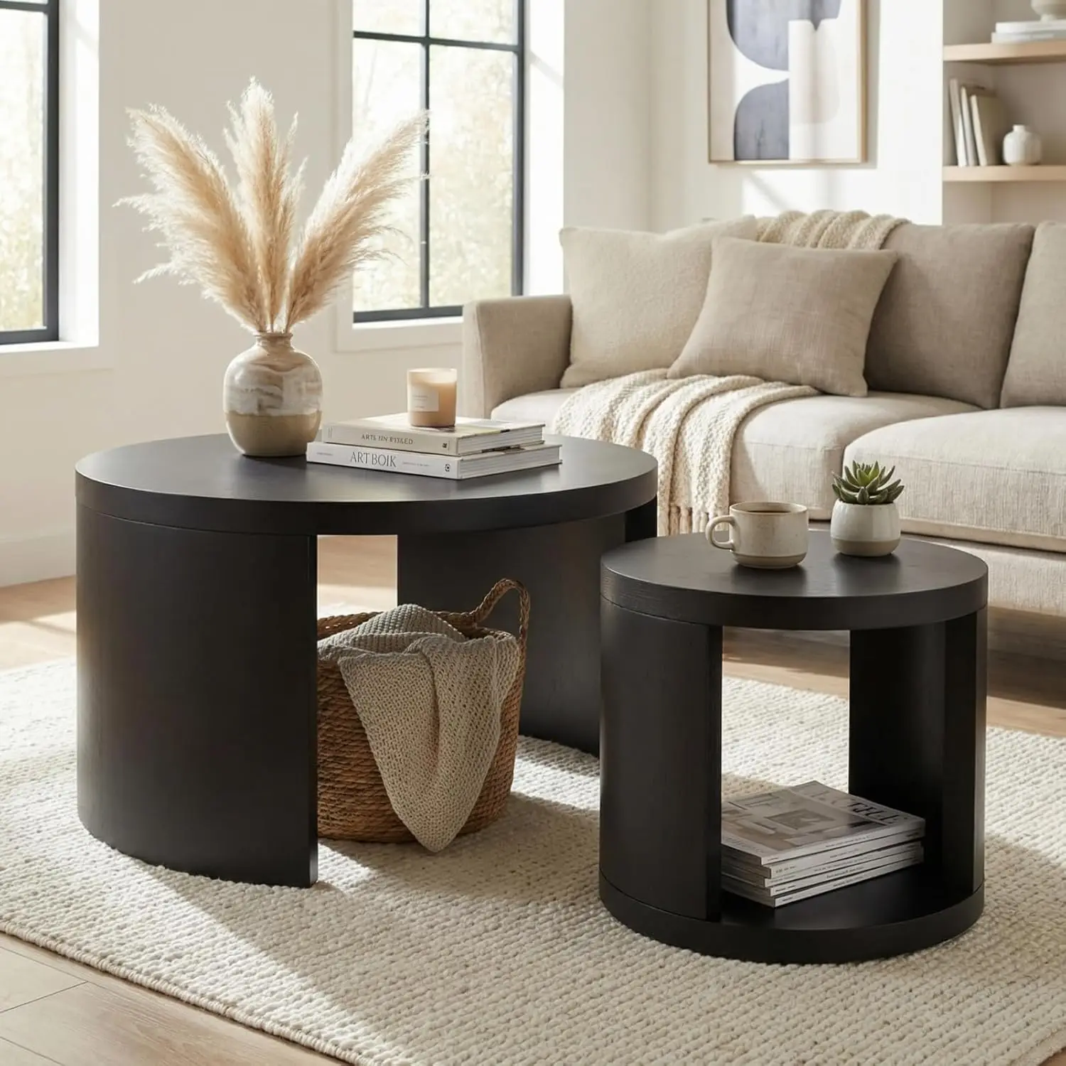 Nesting Coffee Table Set 2 Storage Shelf Modern Wood Center Accent Living Room Apartment 31.5"&18", Customized
Nesting Coffee Table Set 2 Storage Shelf Modern Wood Center Accent Living Room Apartment 31.5"&18", Customized