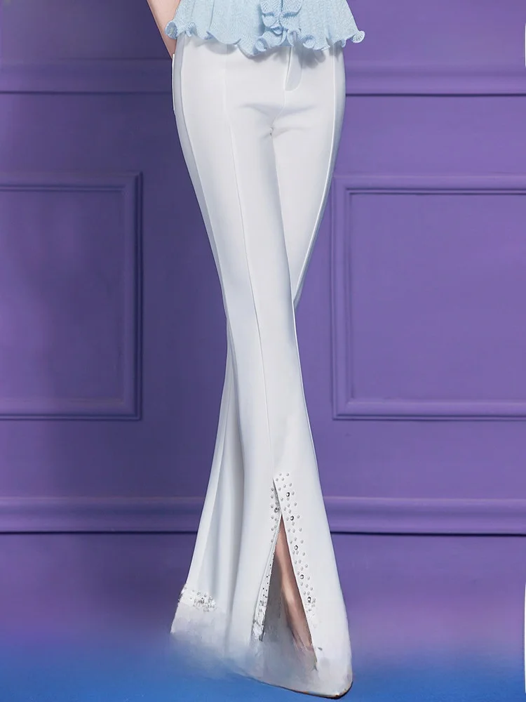 High Waist Slim Fit Diamond Embellished Suit Pants for Women Summer Design Sensation Casual Flared Pants Professional Wear
High Waist Slim Fit Diamond Embellished Suit Pants for Women Summer Design Sensation Casual Flared Pants Professional Wear