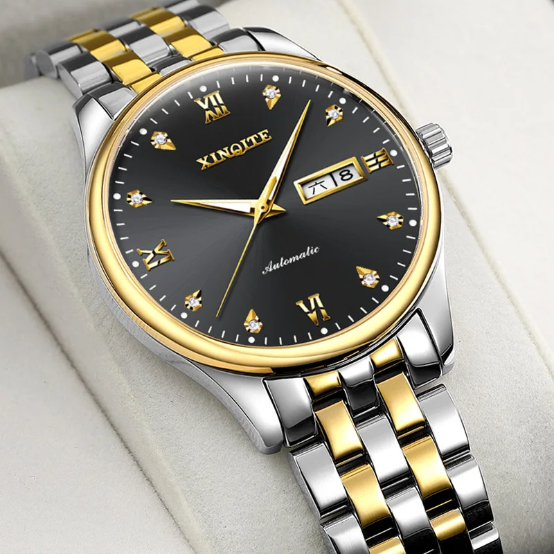 Business Mens Watch Automatic Mechanical Two Tone Male Watch Stainless Steel Strap Butterfly Clasp Complete Calendar Wristwatcht
Business Mens Watch Automatic Mechanical Two Tone Male Watch Stainless Steel Strap Butterfly Clasp Complete Calendar Wristwatcht