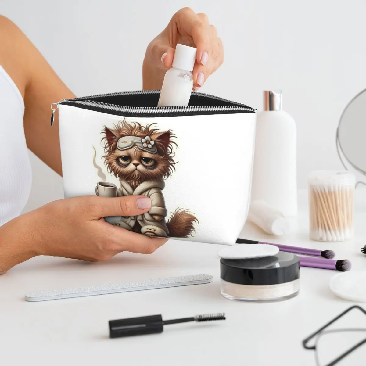 Tired Cat Women Cosmetic Bags Travel Makeup Organizer Pouch Toiletry Storage Dopp Kit Box
Tired Cat Women Cosmetic Bags Travel Makeup Organizer Pouch Toiletry Storage Dopp Kit Box