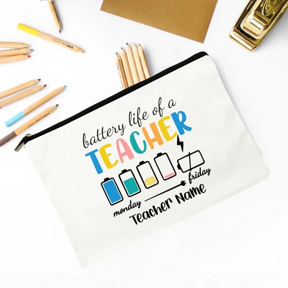 Personalised Makeup Bag Custom Name Cosmetic Case School Pencil Bags Travel Canvas Toiletry Pouch Teachers Day Gift for Teacher
Personalised Makeup Bag Custom Name Cosmetic Case School Pencil Bags Travel Canvas Toiletry Pouch Teachers Day Gift for Teacher