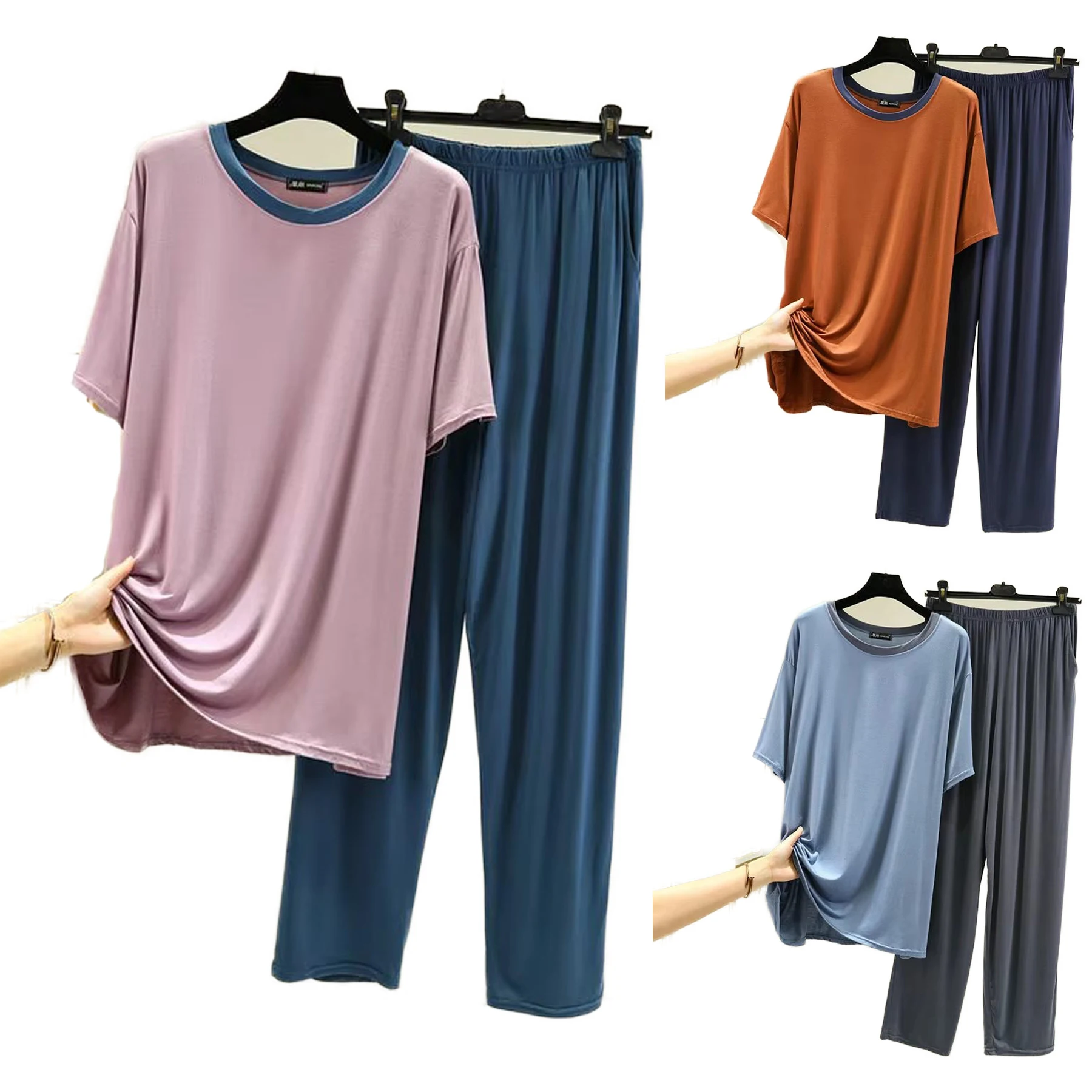 Pijamas De Mujer Plus Size Modal Pajamas Women New Short Sleeve Spring Summer Trousers Suit Soft Men's Sleepwear Set 4XL-6XL
Pijamas De Mujer Plus Size Modal Pajamas Women New Short Sleeve Spring Summer Trousers Suit Soft Men's Sleepwear Set 4XL-6XL