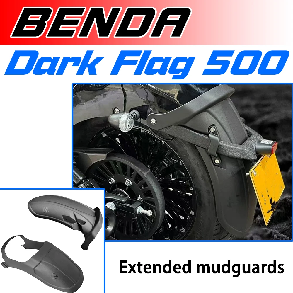 Motorcycle mudguards, front and rear mudguards, extended and widened mudguards, modified for Benda Dark Flag 500 V4.
Motorcycle mudguards, front and rear mudguards, extended and widened mudguards, modified for Benda Dark Flag 500 V4.