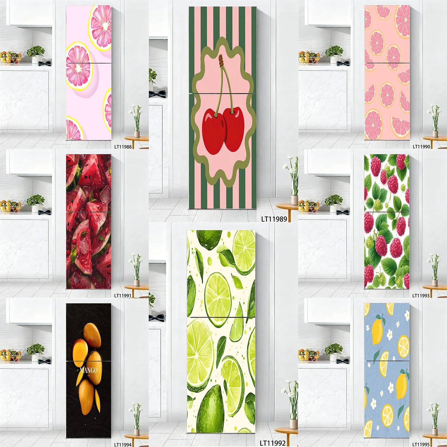 Fresh Blueberry Strawberry Lemon Water Drop Pattern Refrigerator Door Sticker Waterproof Self-Adhesive Fridge Decal
Fresh Blueberry Strawberry Lemon Water Drop Pattern Refrigerator Door Sticker Waterproof Self-Adhesive Fridge Decal