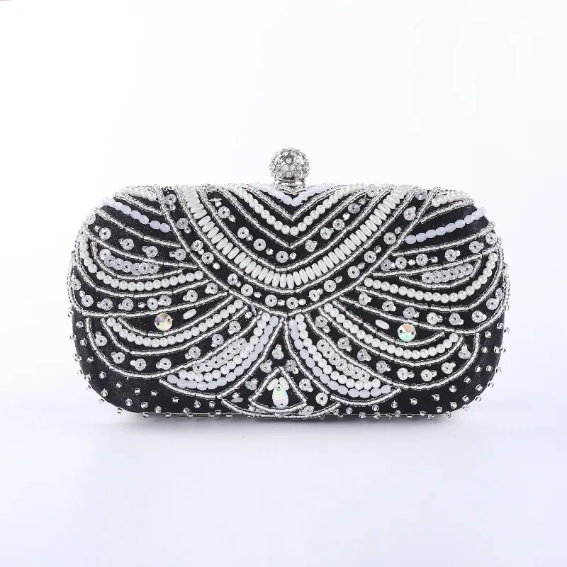 Luxury Black Clutch Purse Women's Sequined Pearls Evening Bags Classic One Side Beading Handbags Wedding Party Silver Bags
Luxury Black Clutch Purse Women's Sequined Pearls Evening Bags Classic One Side Beading Handbags Wedding Party Silver Bags