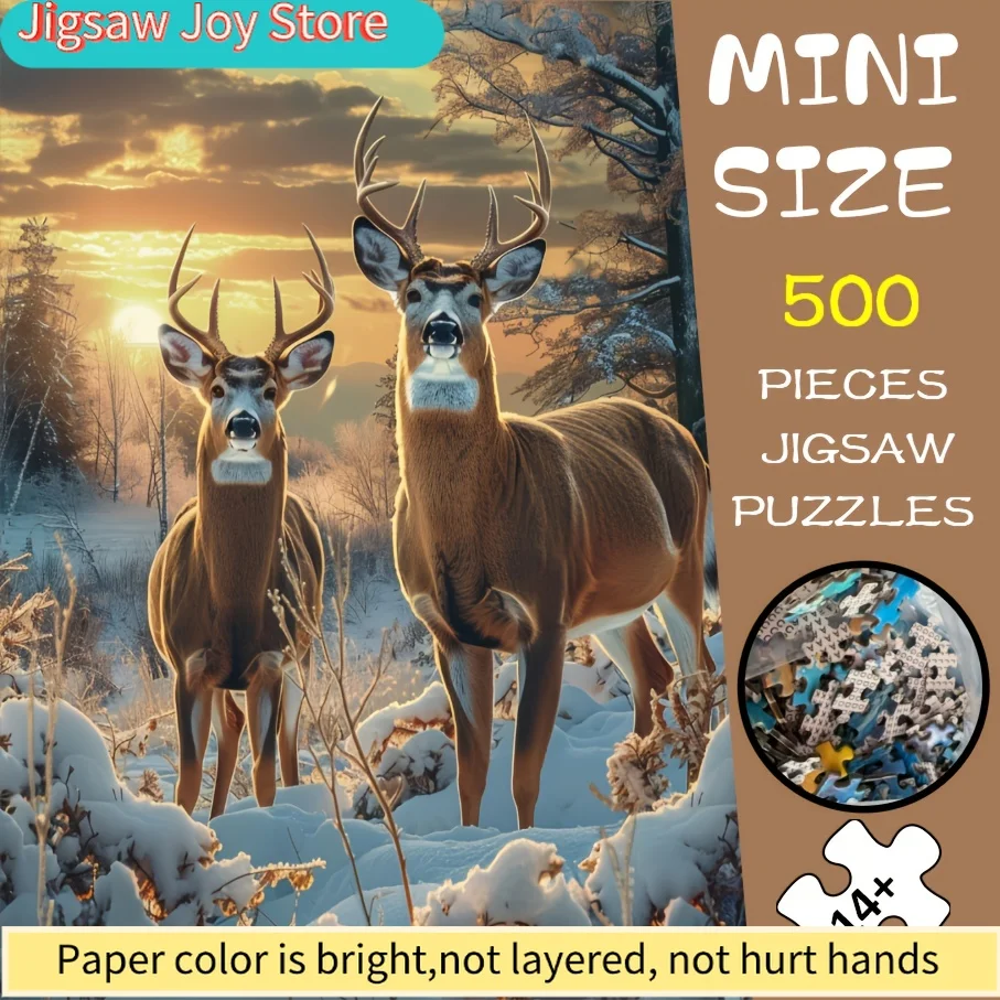 1 Box (500pcs) Mini Puzzle with Snow Deer Scenes - & Scratch-Resistant Portable Pieces, Challenging Intermediate Level Brain T
1 Box (500pcs) Mini Puzzle with Snow Deer Scenes - & Scratch-Resistant Portable Pieces, Challenging Intermediate Level Brain T