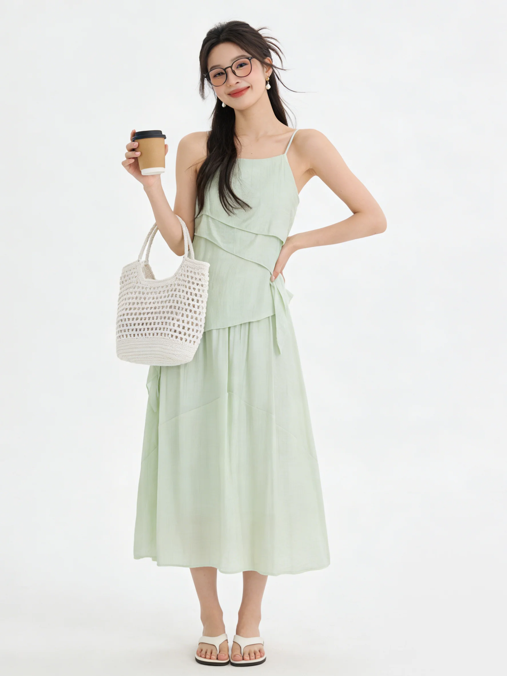Sweet Fashionable Ruffle Patchwork Irregular Strap Vest Summer Skin-friendly Skirt Mint Green Set Slimming Effect
Sweet Fashionable Ruffle Patchwork Irregular Strap Vest Summer Skin-friendly Skirt Mint Green Set Slimming Effect