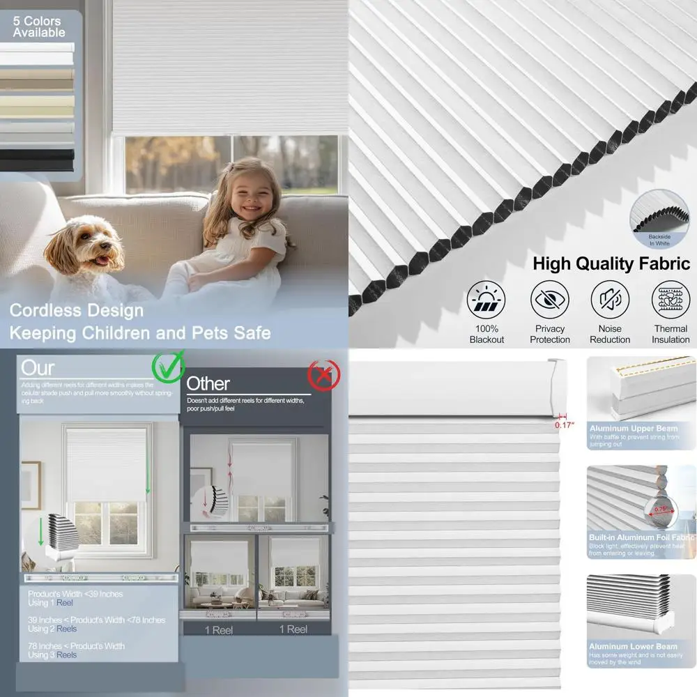 White 24x72 Easy Install Indoor Blackout Cellular Shades for Home Office Bedrooms
White 24x72 Easy Install Indoor Blackout Cellular Shades for Home Office Bedrooms