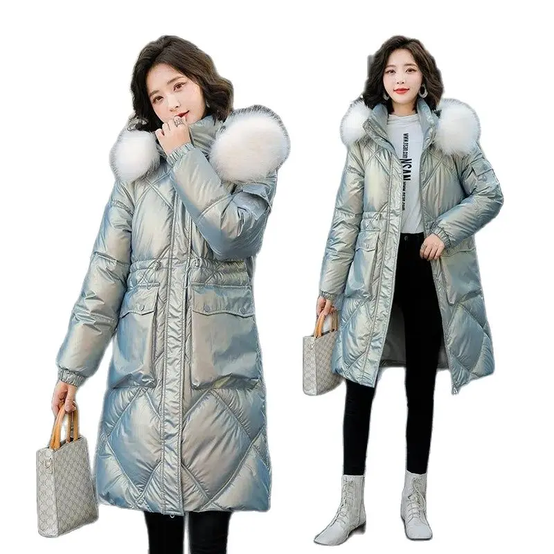 Long Glossy Down Cotton Jackets Big Fur Collar 2022 New Winter Coat Women Parkas Thick Warm Padded Hooded Outwear Female Trend
Long Glossy Down Cotton Jackets Big Fur Collar 2022 New Winter Coat Women Parkas Thick Warm Padded Hooded Outwear Female Trend
