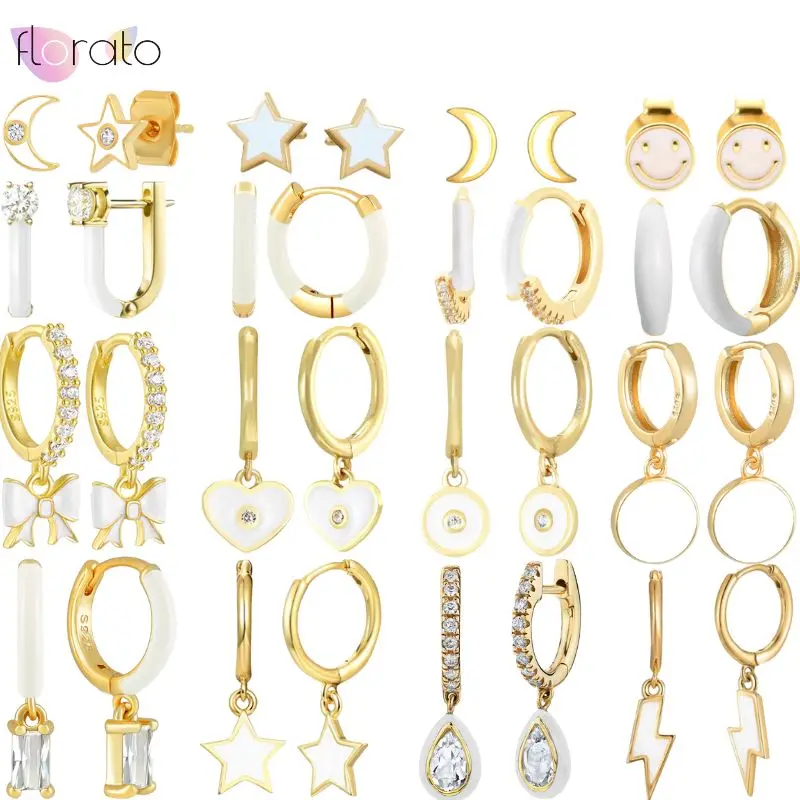 925 Sterling Silver Ear Needle Fashion Noble White Enamel Zircon Earrings Pendants Women's Casual Elegant When Jewelry Gift
925 Sterling Silver Ear Needle Fashion Noble White Enamel Zircon Earrings Pendants Women's Casual Elegant When Jewelry Gift