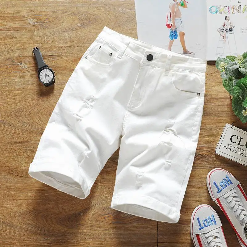 2026 Men's Cargo White Men's Summer Denim Shorts Korean Ripped Washed Medium Pants Trendy Thin Denim Casual Short Pants
2026 Men's Cargo White Men's Summer Denim Shorts Korean Ripped Washed Medium Pants Trendy Thin Denim Casual Short Pants