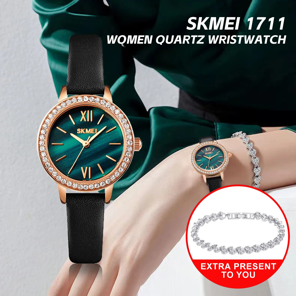 SKMEI 1711 Women Quartz Wristwatch With Box 3Bar Waterproof Creative Luxury Watch Leather Strap Clock Timer Daily Outfit
SKMEI 1711 Women Quartz Wristwatch With Box 3Bar Waterproof Creative Luxury Watch Leather Strap Clock Timer Daily Outfit