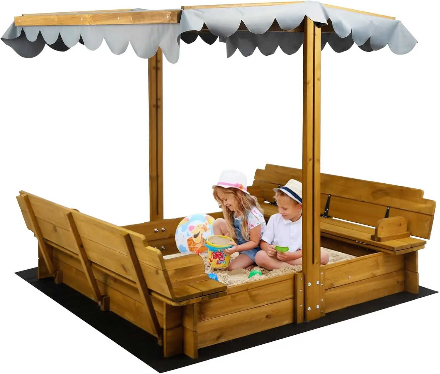 Wooden Kids Sandbox with Lid, Outdoor Sand Box with Canopy and Two Foldable Bench Seats, Sandbox with Cover for Play, Backyard,
Wooden Kids Sandbox with Lid, Outdoor Sand Box with Canopy and Two Foldable Bench Seats, Sandbox with Cover for Play, Backyard,
