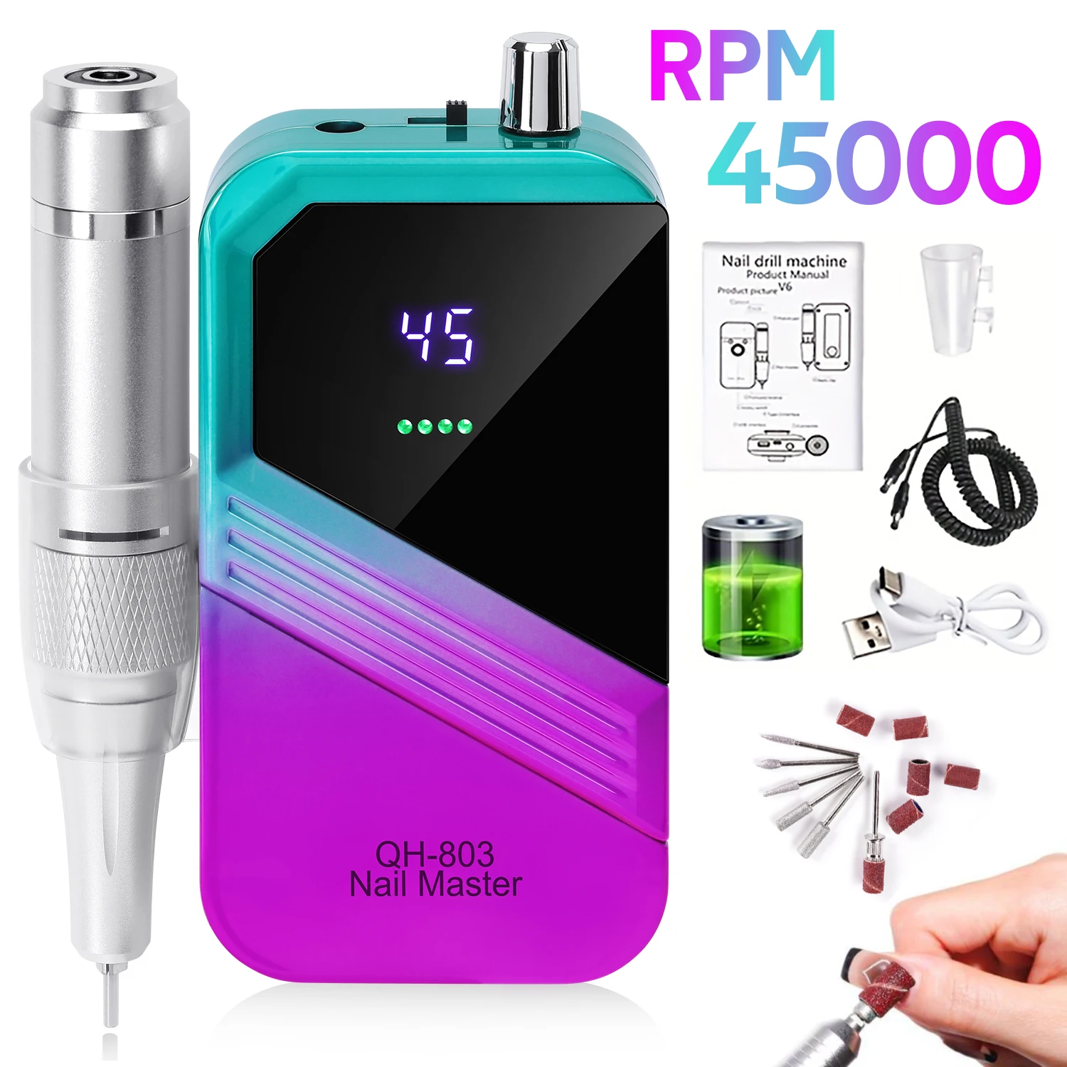 DianaBeauty 45000RPM Rechargeable Nail Drill Rig Professional Nail Polishing File Low Noise Polisher for Nail Salon Tools
DianaBeauty 45000RPM Rechargeable Nail Drill Rig Professional Nail Polishing File Low Noise Polisher for Nail Salon Tools