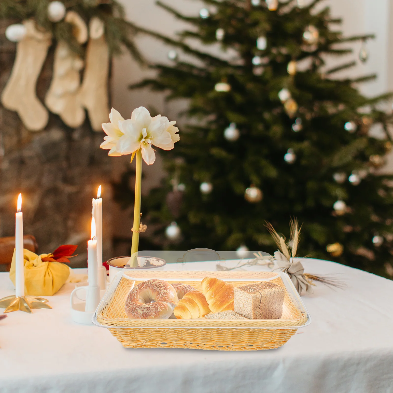 Woven Bread Basket Acrylic Storage Container Large Capacity Transparent Lid Food Tray for Fruit Snack Bread Serving Home Kitchen
Woven Bread Basket Acrylic Storage Container Large Capacity Transparent Lid Food Tray for Fruit Snack Bread Serving Home Kitchen