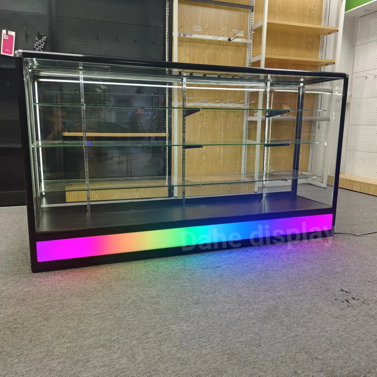 70'' full vision shop counter aluminum tempered glass display cabinet lockable display case with running light
70'' full vision shop counter aluminum tempered glass display cabinet lockable display case with running light