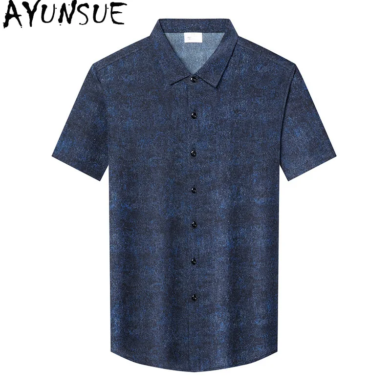 AYUNSUE 100% Real Mulberry Silk Shirt for Men Short Sleeve Summer Top 2026 Casual Mens Shirt Fashion Blue Shirts Ropa De Hombre
AYUNSUE 100% Real Mulberry Silk Shirt for Men Short Sleeve Summer Top 2026 Casual Mens Shirt Fashion Blue Shirts Ropa De Hombre