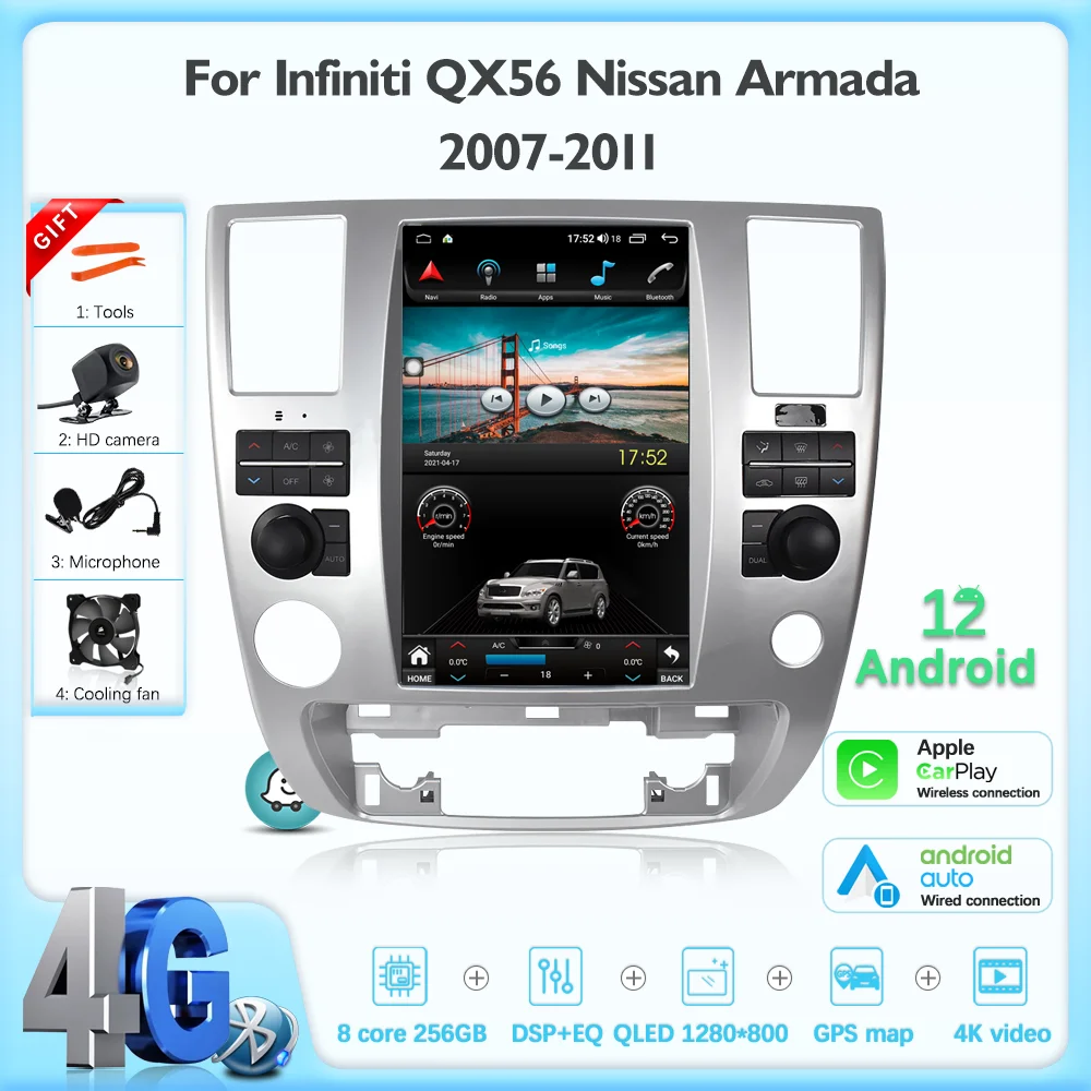 JEHUNG 12.1 inch For Infiniti QX56 Nissan Armada 2007-2011 Android 12 Car multimedia player GPS CarPlay Radio 5G WiFi Navigation
JEHUNG 12.1 inch For Infiniti QX56 Nissan Armada 2007-2011 Android 12 Car multimedia player GPS CarPlay Radio 5G WiFi Navigation