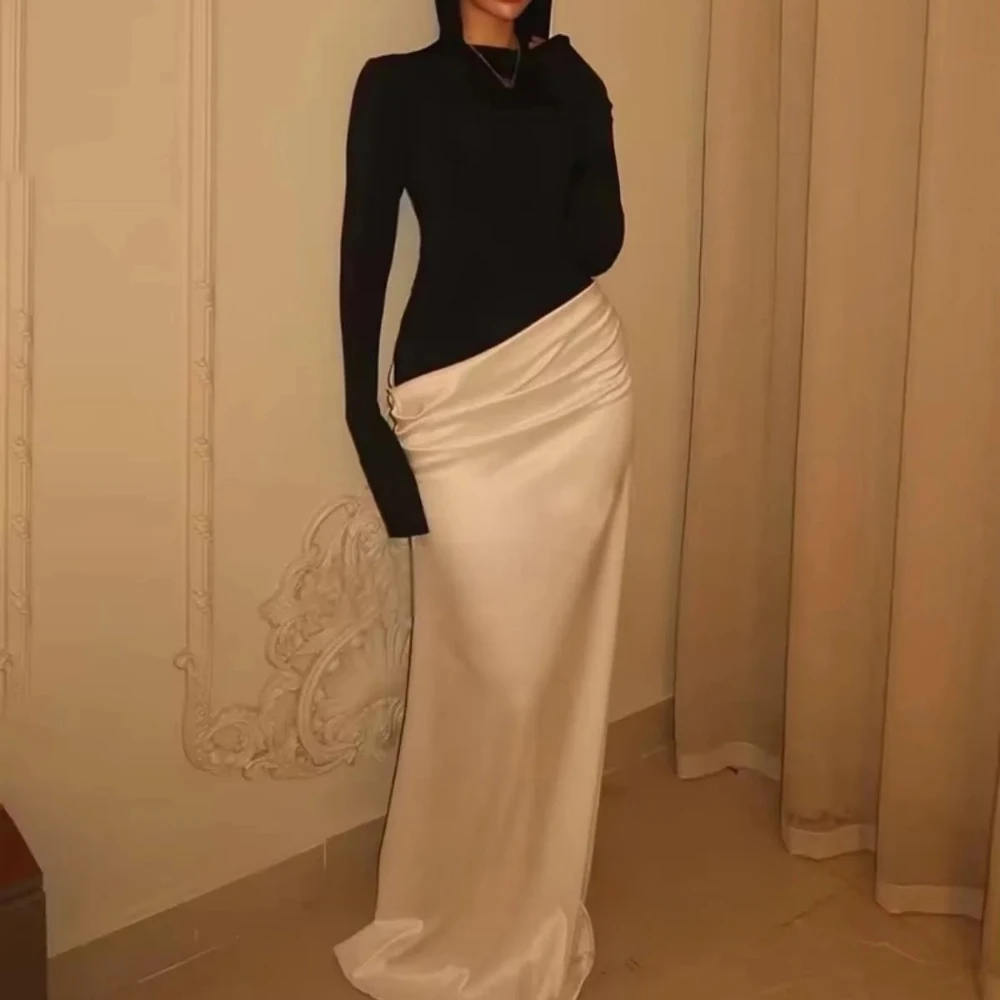 Contrast Color Evening Dress Customized O-Neck Long Sleeves Satin Mermaid Floor Length Formal Party Dresses Elegant Prom Gowns
Contrast Color Evening Dress Customized O-Neck Long Sleeves Satin Mermaid Floor Length Formal Party Dresses Elegant Prom Gowns