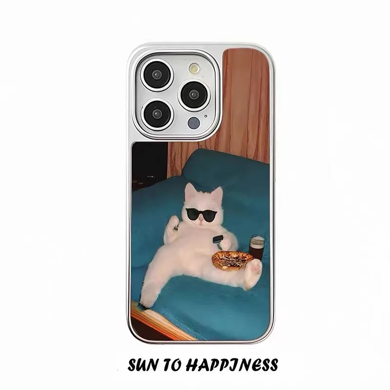 Cute Sunglasses Sofa Cat Electroplated Frame Shockproof Chic Phone Case for IPhone 16E 15 14 13 12 11 Pro Max Back Cover Capa
Cute Sunglasses Sofa Cat Electroplated Frame Shockproof Chic Phone Case for IPhone 16E 15 14 13 12 11 Pro Max Back Cover Capa