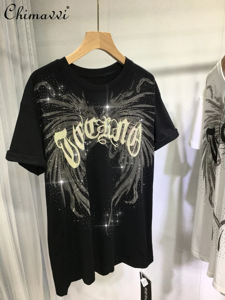 European Heavy Hot Drilling T-shirt Men's and Women's Fashion Slim Short-Sleeved Round Neck Cotton Top Summer Big Wings Tshirts
European Heavy Hot Drilling T-shirt Men's and Women's Fashion Slim Short-Sleeved Round Neck Cotton Top Summer Big Wings Tshirts