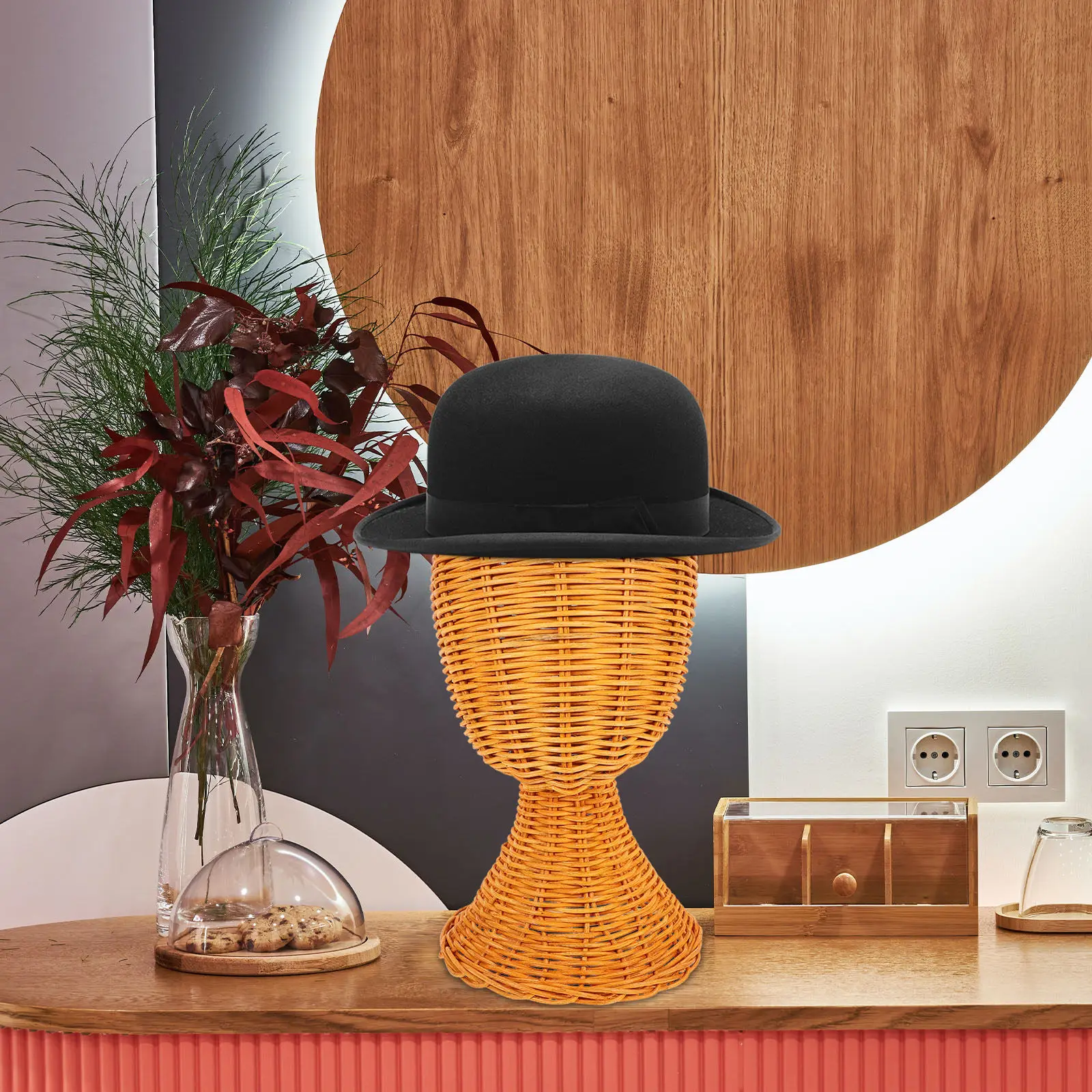 Rattan Woven Hat Display Stand Stable Base Headgear Holder for Hats Wigs Cap Stand Store Home Exhibition Display
Rattan Woven Hat Display Stand Stable Base Headgear Holder for Hats Wigs Cap Stand Store Home Exhibition Display