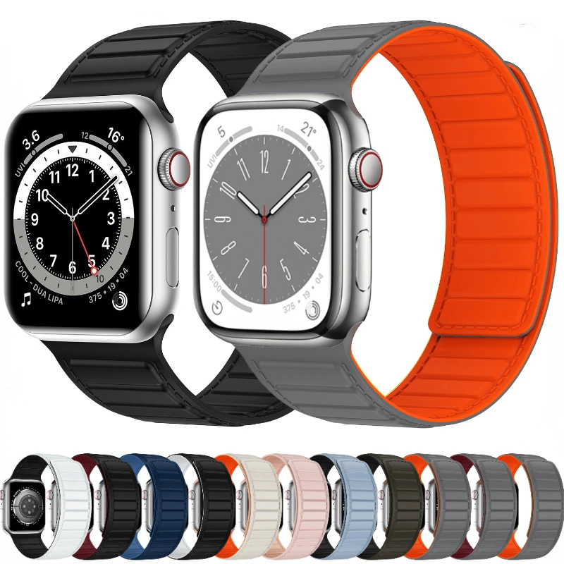 Ремешок силиконовый магнитный для Apple watch Ultra, регулируемый браслет для iWatch 6 5 4 3 2 SE 44 мм 40 мм 42 мм, 49 мм 8 7 45 мм 41 мм
Ремешок силиконовый магнитный для Apple watch Ultra, регулируемый браслет для iWatch 6 5 4 3 2 SE 44 мм 40 мм 42 мм, 49 мм 8 7 45 мм 41 мм