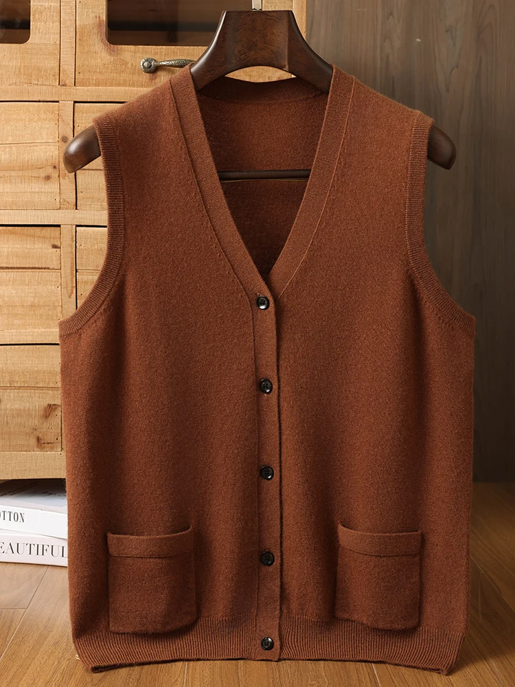 100% Cashmere Sweater Vests Men's V-neck Sleeveless Cardigan Autumn Winter Waistcoat Pockets Knitwear Smart Casual Clothing Tops
100% Cashmere Sweater Vests Men's V-neck Sleeveless Cardigan Autumn Winter Waistcoat Pockets Knitwear Smart Casual Clothing Tops