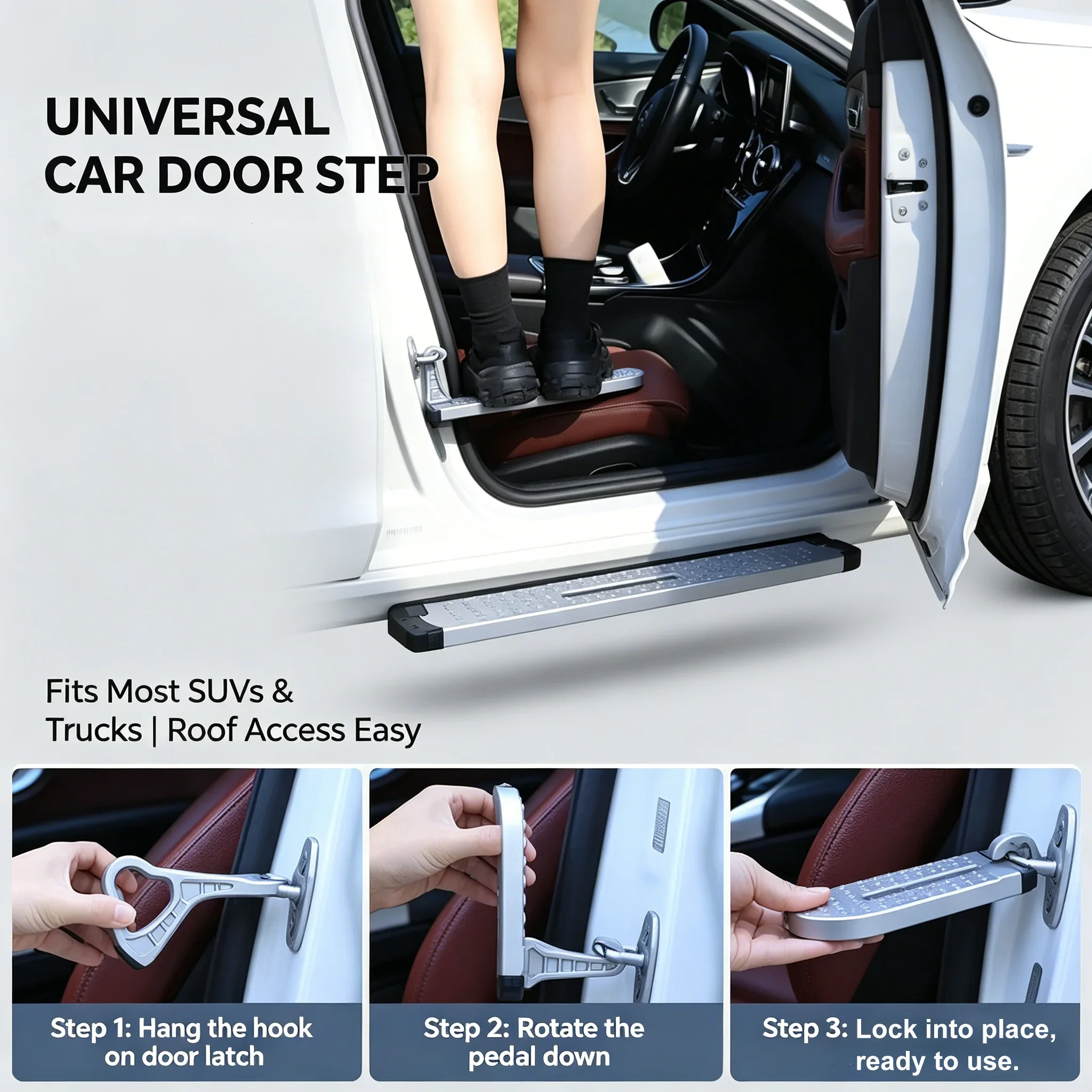 Universal Car Door Step Ladder Anti-Slip Durable Pedal Door Hook for SUV Truck Roof Access Easy Cleaning and Heavy Cargo Loading
Universal Car Door Step Ladder Anti-Slip Durable Pedal Door Hook for SUV Truck Roof Access Easy Cleaning and Heavy Cargo Loading