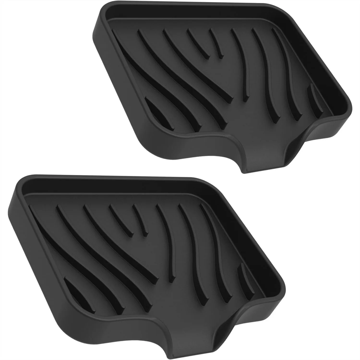 2 Pack Silicone Soap Dish with Drain, Bar Soap Holder for Shower and Kitchen Sink, Self Draining Waterfall Soap Tray (Black)
2 Pack Silicone Soap Dish with Drain, Bar Soap Holder for Shower and Kitchen Sink, Self Draining Waterfall Soap Tray (Black)