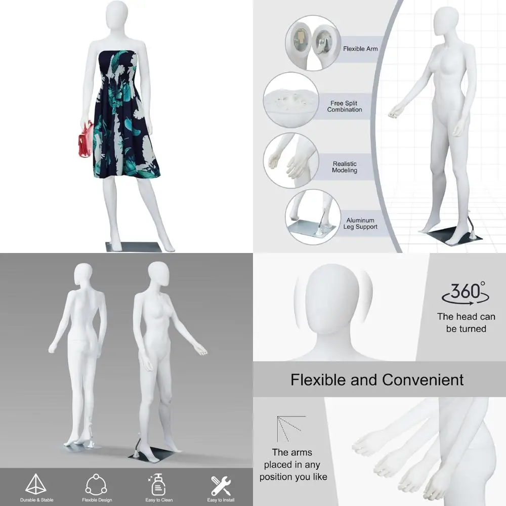kinbor Female Mannequin Full Body - Realistic Full Body Mannequins Display Head Turns, 70 Inch Adjustable Mannequin Stand w/Meta
kinbor Female Mannequin Full Body - Realistic Full Body Mannequins Display Head Turns, 70 Inch Adjustable Mannequin Stand w/Meta