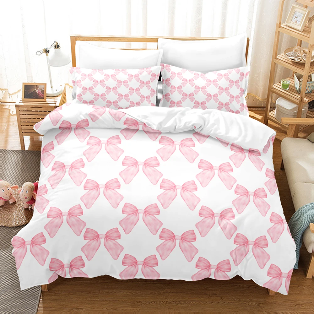 Simple Pink Bow Bedding Set Pillowcase Duvet Cover Set 3pcs Soft Polyester King Queen Twin Single Double Size for Girls Birthday
Simple Pink Bow Bedding Set Pillowcase Duvet Cover Set 3pcs Soft Polyester King Queen Twin Single Double Size for Girls Birthday