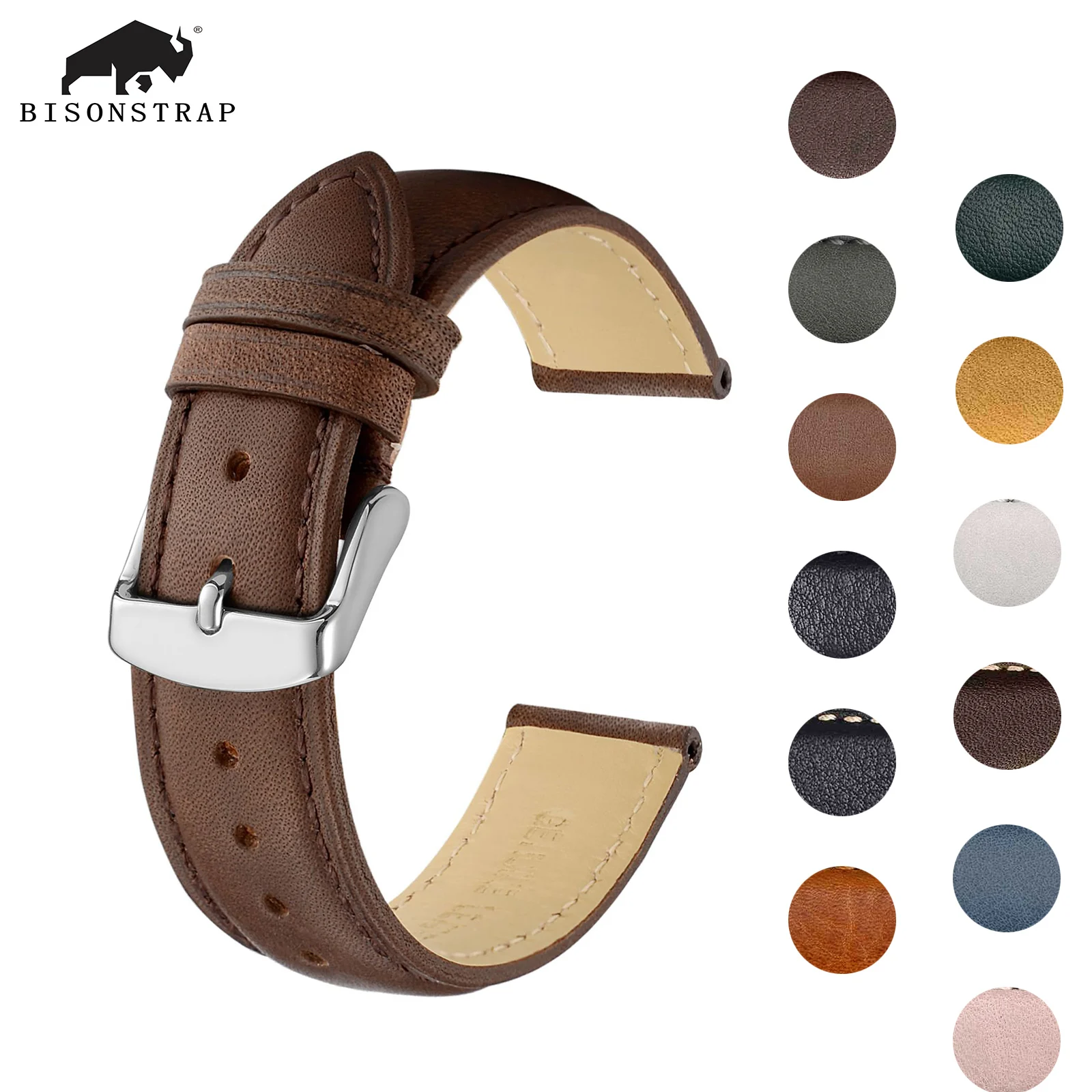 BISONSTRAP Calfskin Leather Watchband Soft Material Wrist Strap 16mm 18mm 19mm 20mm 21mm 22mm 23mm 24mm Watch Band Gold Buckle
BISONSTRAP Calfskin Leather Watchband Soft Material Wrist Strap 16mm 18mm 19mm 20mm 21mm 22mm 23mm 24mm Watch Band Gold Buckle