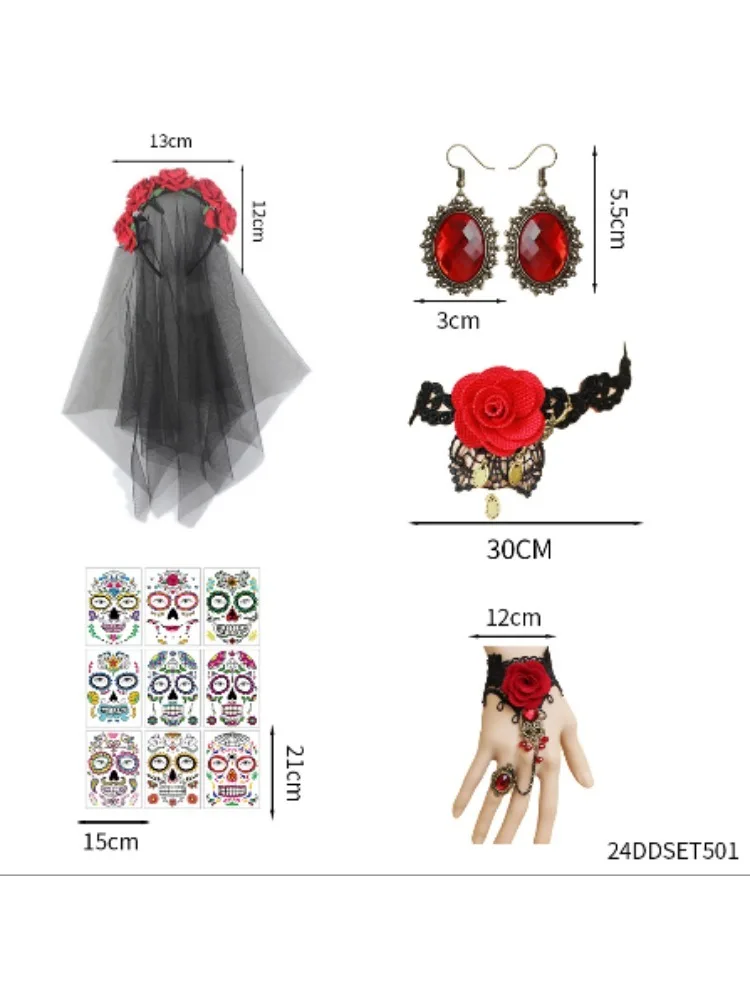 PESENAR Set of 5 Day of the Dead Goth woman Halloween wedding costumes for holiday parties for men and women
PESENAR Set of 5 Day of the Dead Goth woman Halloween wedding costumes for holiday parties for men and women