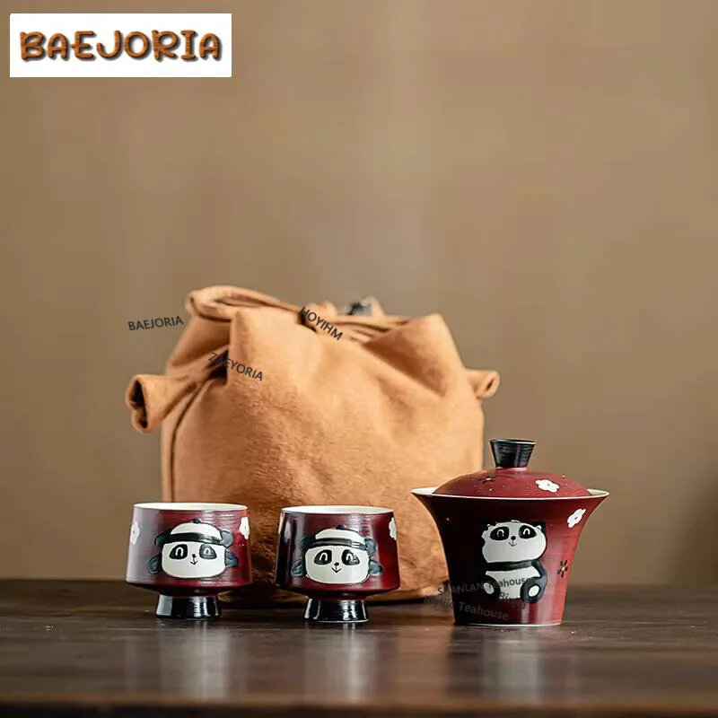 Elegant Pink Hawthorn Red Gaiwan Hand Painted Panda Cover Bowl 1 Bowl 2 Cups Tea Maker Portable Travel Colth Bag Kung Fu Tea Set
Elegant Pink Hawthorn Red Gaiwan Hand Painted Panda Cover Bowl 1 Bowl 2 Cups Tea Maker Portable Travel Colth Bag Kung Fu Tea Set