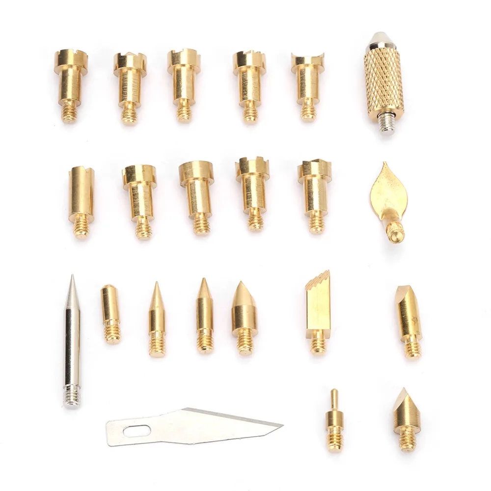 23Pcs Brass Wood Burning Tips Set Screw-in Type For Wood Burning Pen Pyrography Carving Tips Wood Burning Pen Tips
23Pcs Brass Wood Burning Tips Set Screw-in Type For Wood Burning Pen Pyrography Carving Tips Wood Burning Pen Tips