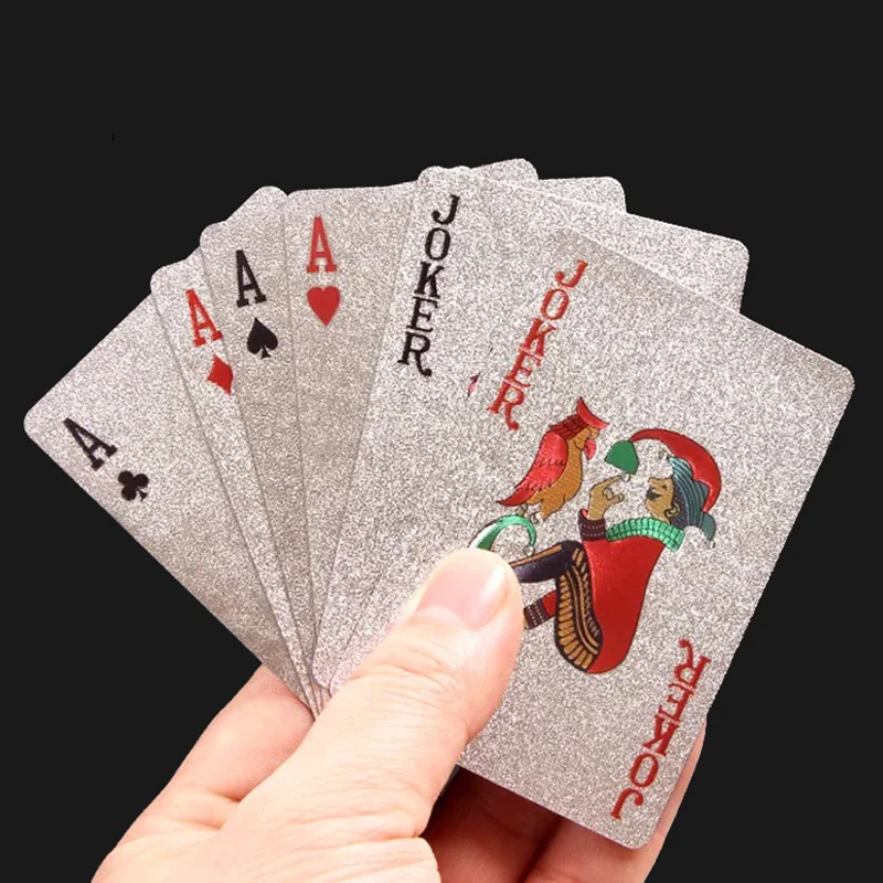 Playing Cards PVC Waterproof Washable Pure Silver Parker Tudor Silver Metal Creative Thickened Paper Cards Rose/Dragon/Lattice
Playing Cards PVC Waterproof Washable Pure Silver Parker Tudor Silver Metal Creative Thickened Paper Cards Rose/Dragon/Lattice