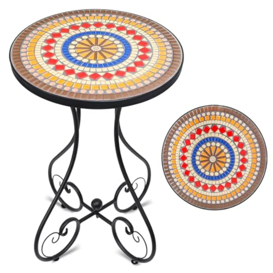 Mosaic Outdoor Side Table Round Rustproof Patio Table with 14" Ceramic Tile Top Indoor Porch Accent Table for Yard Garden Livin
Mosaic Outdoor Side Table Round Rustproof Patio Table with 14" Ceramic Tile Top Indoor Porch Accent Table for Yard Garden Livin
