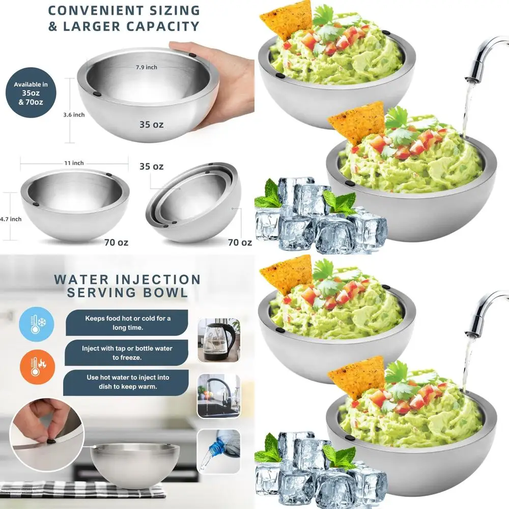 Большая термоизолированная сервировочная чаша из нержавеющей стали объемом 70 унций — сохраняет соусы, гуакамоле, приправы и салаты горячими или холодными (набор из 2 штук)
Большая термоизолированная сервировочная чаша из нержавеющей стали объемом 70 унций — сохраняет соусы, гуакамоле, приправы и салаты горячими или холодными (набор из 2 штук)