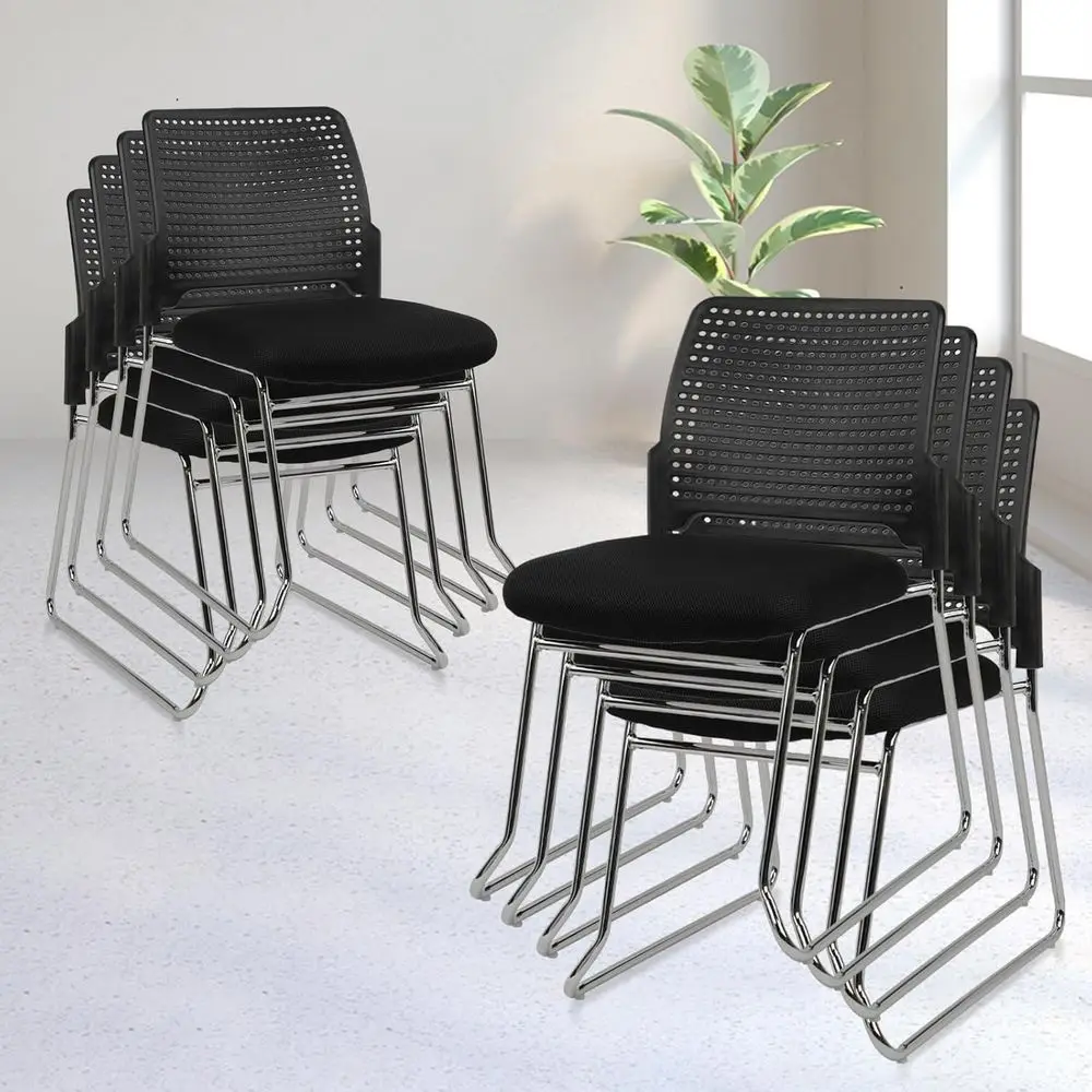 Stackable Arm Chairs Set of 8, Padded Seat Sled Base, Plastic Office Chairs for Waiting Areas, Conference Rooms, and Schools, Bl
Stackable Arm Chairs Set of 8, Padded Seat Sled Base, Plastic Office Chairs for Waiting Areas, Conference Rooms, and Schools, Bl