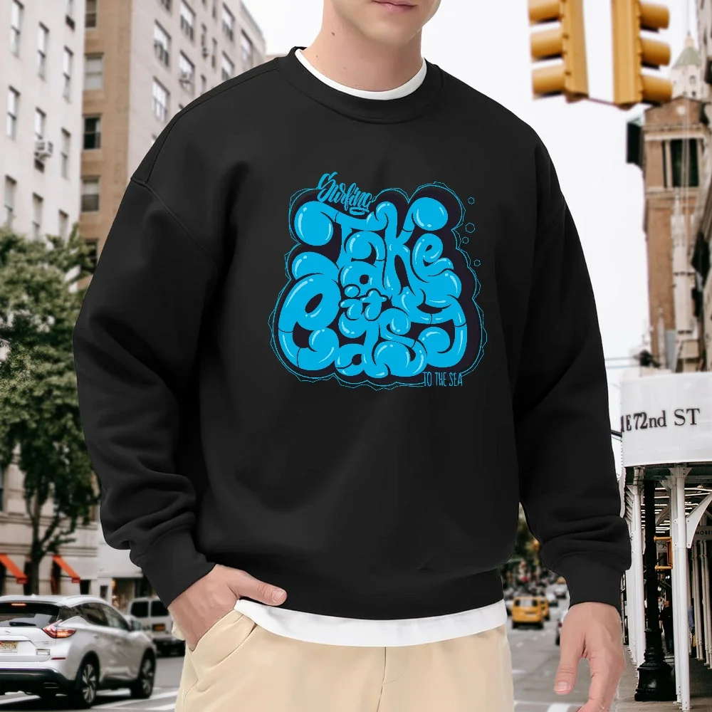 Men's Black Crew Neck Pullover Sweatshirt, Street Style Letter Print Loose Top, Everyday Casual Versatile Trendy Item, Soft and Comfortable Polyester Fabric
Men's Black Crew Neck Pullover Sweatshirt, Street Style Letter Print Loose Top, Everyday Casual Versatile Trendy Item, Soft and Comfortable Polyester Fabric