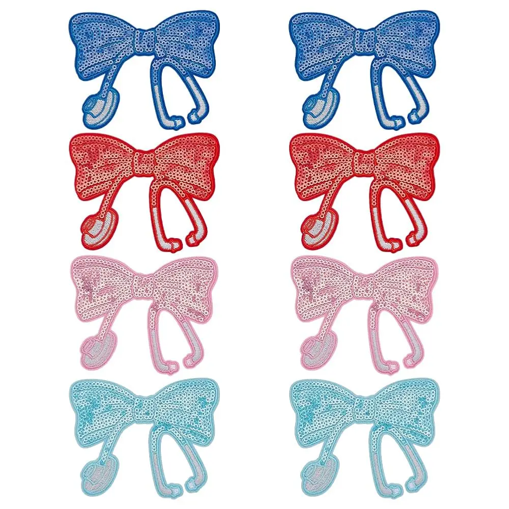 8Pcs 4 Colors Bow Sequins Nurse Iron On Patches, Nursing Embroidered Sew on Stethoscope Applique Patch for Nurse's Day Gift
8Pcs 4 Colors Bow Sequins Nurse Iron On Patches, Nursing Embroidered Sew on Stethoscope Applique Patch for Nurse's Day Gift