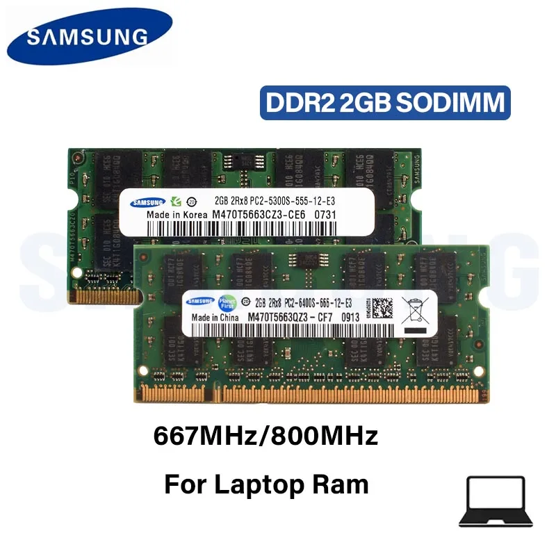SAMSUNG DDR2 2GB PC2 5300S 6400S 667Mhz 800Mhz Laptop Memory Notebook Module SODIMM RAM
SAMSUNG DDR2 2GB PC2 5300S 6400S 667Mhz 800Mhz Laptop Memory Notebook Module SODIMM RAM
