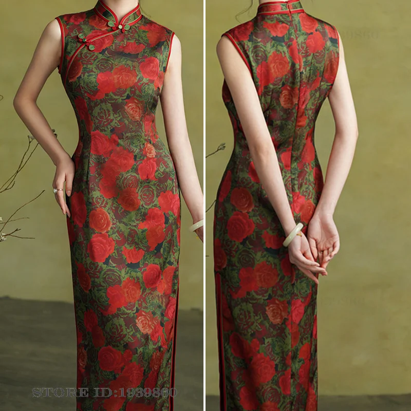New Chinese Style Print Flower Sleeveless Qipao Chinese Dress Sexy Slim Split Cheongsam Vintage Mandarin Collar Womens Vestidos
New Chinese Style Print Flower Sleeveless Qipao Chinese Dress Sexy Slim Split Cheongsam Vintage Mandarin Collar Womens Vestidos