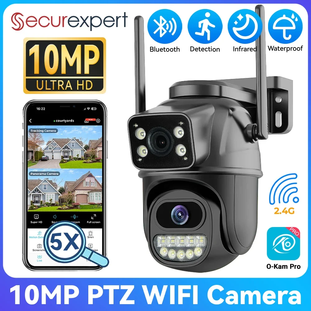 10MP PTZ WiFi Outdoor Security Camera Dual Screen 5X Zoom Human Detection Auto Tracking Night Vision Surveillance Cam O-Kam Pro
10MP PTZ WiFi Outdoor Security Camera Dual Screen 5X Zoom Human Detection Auto Tracking Night Vision Surveillance Cam O-Kam Pro