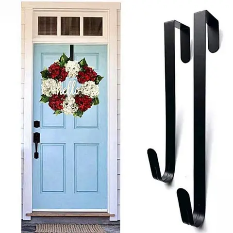 Wreath Hanger for Front Door Halloween Christmas Easter Decoration Metal Over The Door Single Hook Ornament Wreath Door Hanger