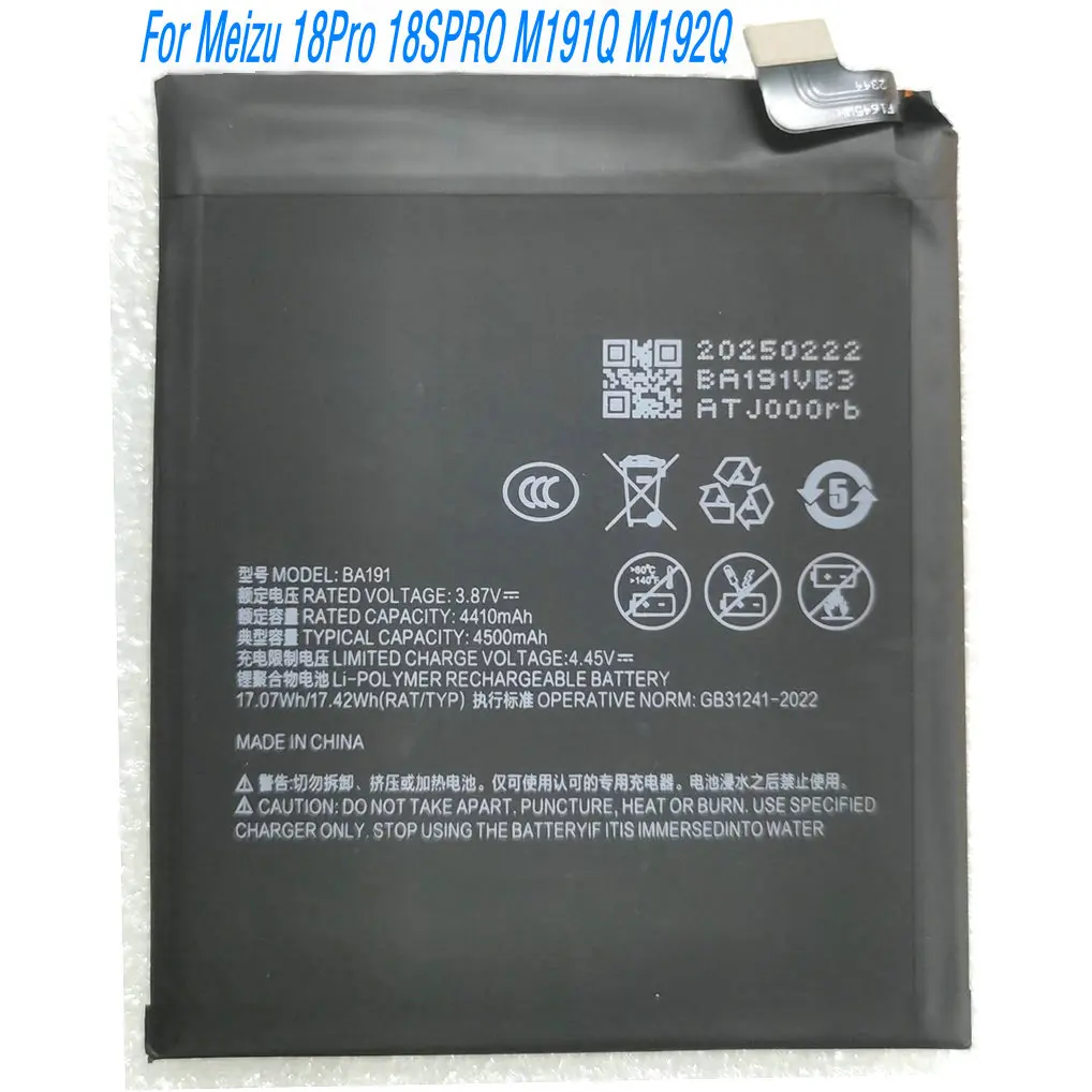 3.87V 17.42Wh BA191 High Quality Battery For Meizu 18Pro 18SPRO M191Q M192Q Mobile Phone 1ICP6/67/76
3.87V 17.42Wh BA191 High Quality Battery For Meizu 18Pro 18SPRO M191Q M192Q Mobile Phone 1ICP6/67/76