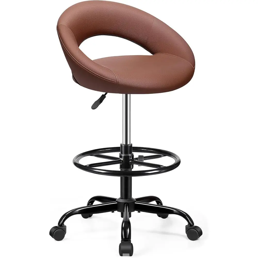 Brown Height Adjustable Rolling Drafting Chair With Back Footrest 360 Swivel PU Leather Wheels For Home Office Standing Desk
Brown Height Adjustable Rolling Drafting Chair With Back Footrest 360 Swivel PU Leather Wheels For Home Office Standing Desk