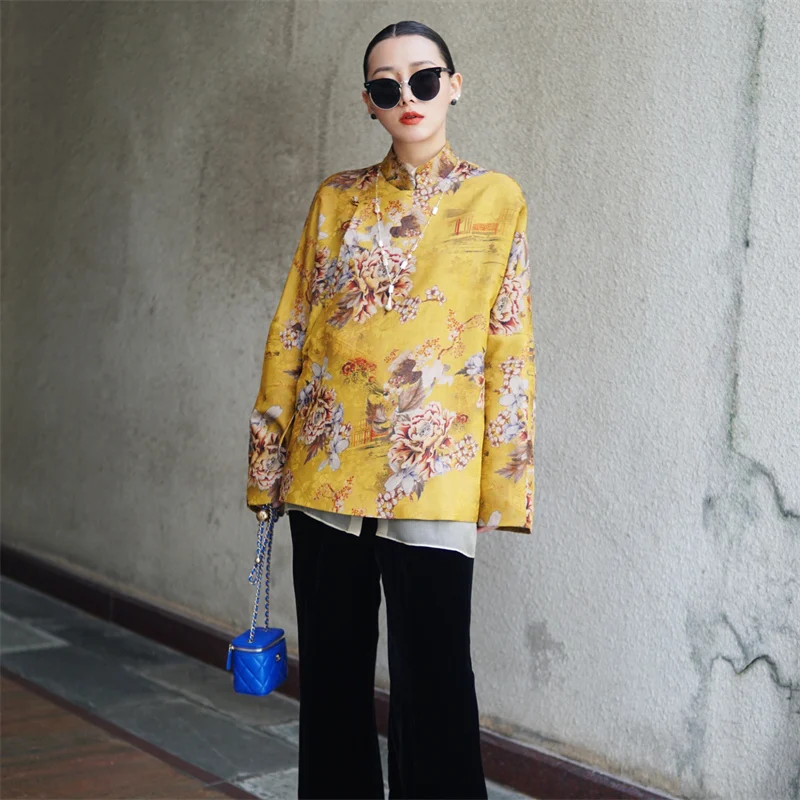 Silk Tussah Ankle-Length Jaet Women's Cotton-Padded Traditional Chinese Sle Long Sve Stand Collar Gown with Side Slits
Silk Tussah Ankle-Length Jaet Women's Cotton-Padded Traditional Chinese Sle Long Sve Stand Collar Gown with Side Slits