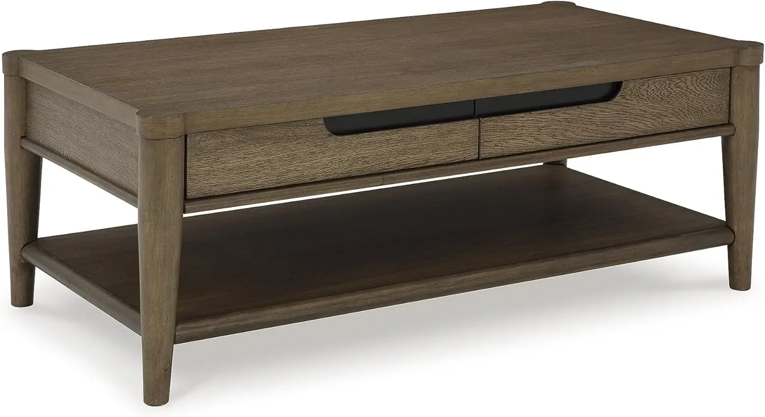 Coffee Table With 2 Drawers Lower Shelf Tapered Legs Dark Brown
Coffee Table With 2 Drawers Lower Shelf Tapered Legs Dark Brown